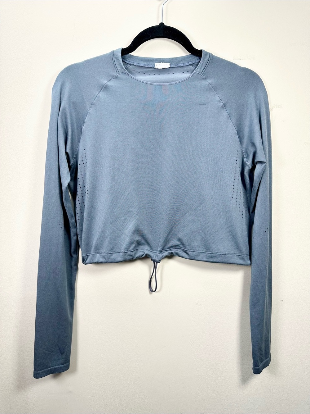 Gymshark Sweat Seamless Long Sleeve Crop Top, Evening Blue, Medium